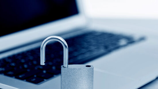 Padlock on laptop
