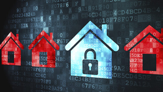 Privacy concept: Home on digital background