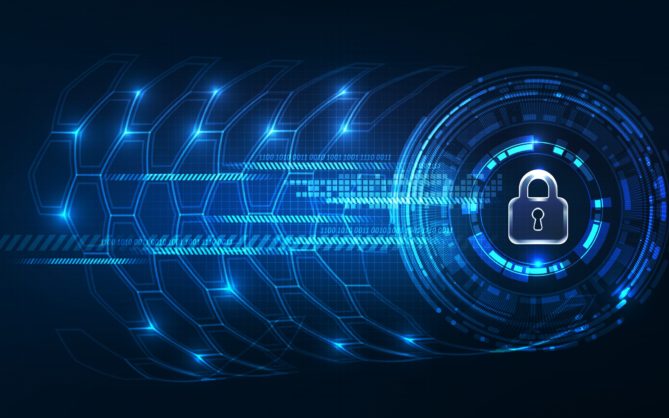 Abstract Technology background.Security concept with padlock ico