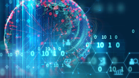 fintech icon  on abstract financial technology background .