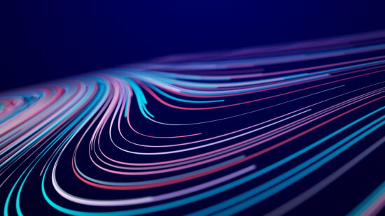 Futuristic wave of smooth lines.Wire network technologies.Cyber security background. 3D rendering.