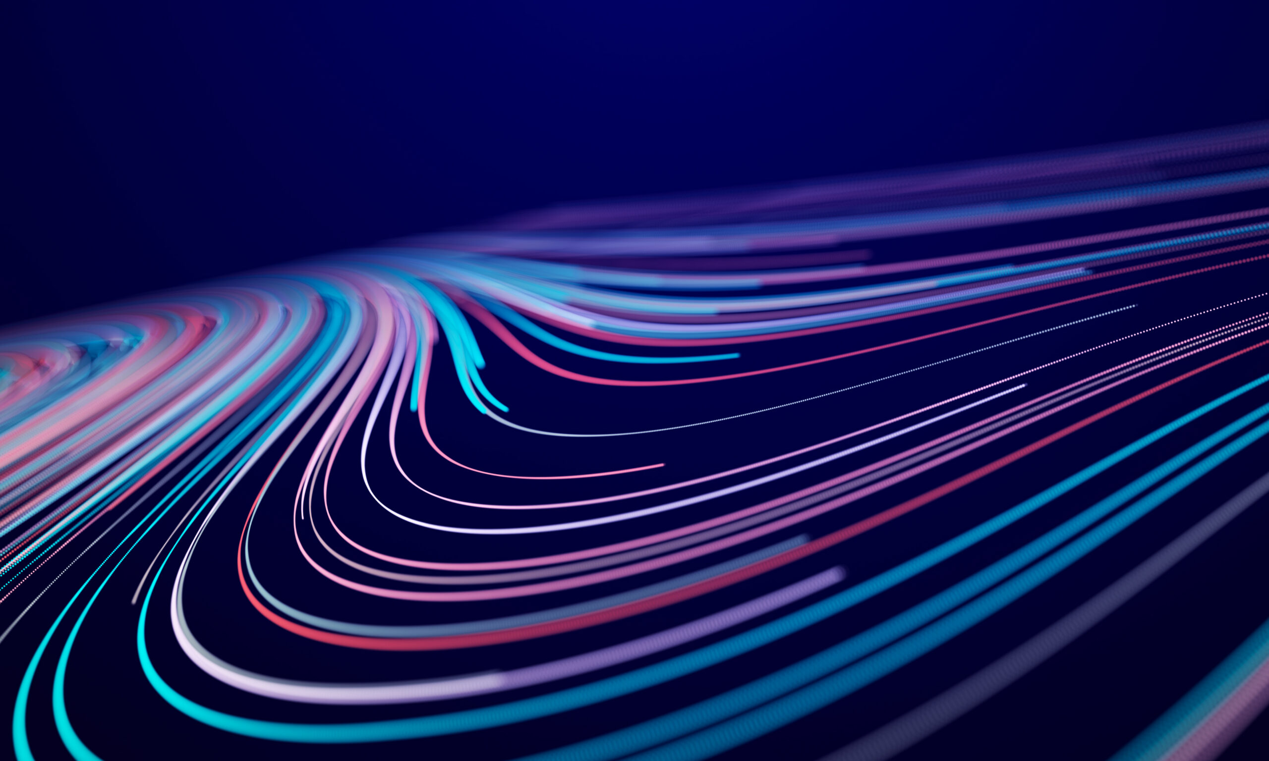 Futuristic wave of smooth lines.Wire network technologies.Cyber security background. 3D rendering.